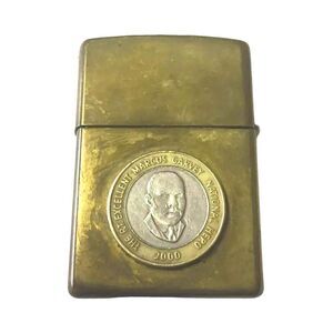 Brass Zippo Lighter Bradford Pa Usa Native American & Marcus Garvey Hero Coin